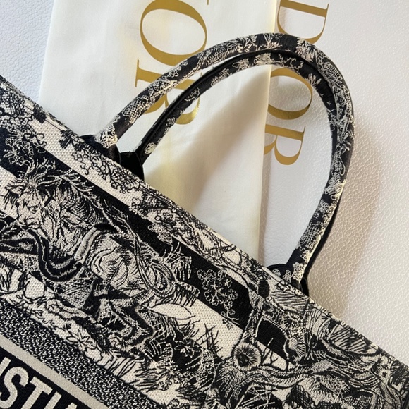 LARGE DIOR BOOK TOTE - Blue Toile de Jouy Embroidery - Picture 8 of 10